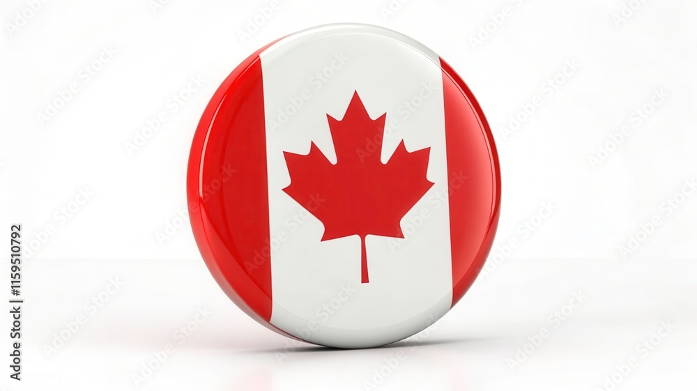 Flag of Canada Icon Design Featuring a Leaf Symbol in a Circular Format on a White Background. Generative AI Flag of Canada Icon Design Featuring a Leaf Symbol in a Circular Format on a White Background. Generative AI