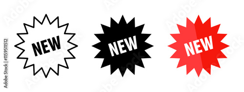 New product label. Promotion label vector illustration. Starburst shape sticker with special offer sign. NEW price tag. Retail advertising banner, emblem, badge of symbol. New arrivals online shop.