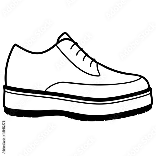 Platform Shoes - Minimal Flat Vector Silhouette on White