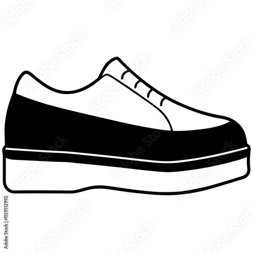 Platform Shoes - Minimal Flat Vector Silhouette on White