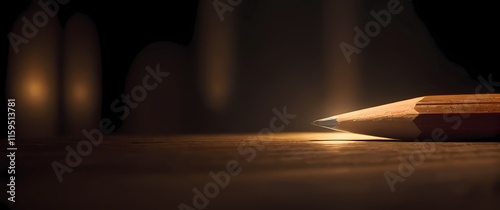 Close up of a wooden pencil with a sharpened point and fine wood texture