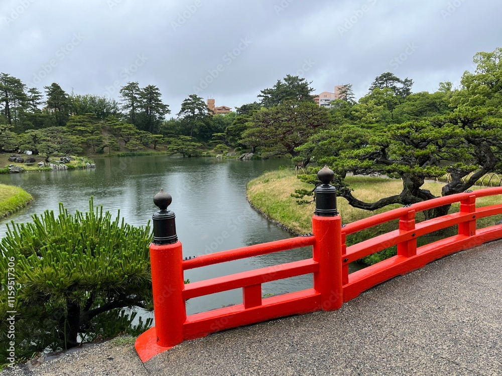 Japanese Garden in Ritsurin Garden, Kagawa, Japan