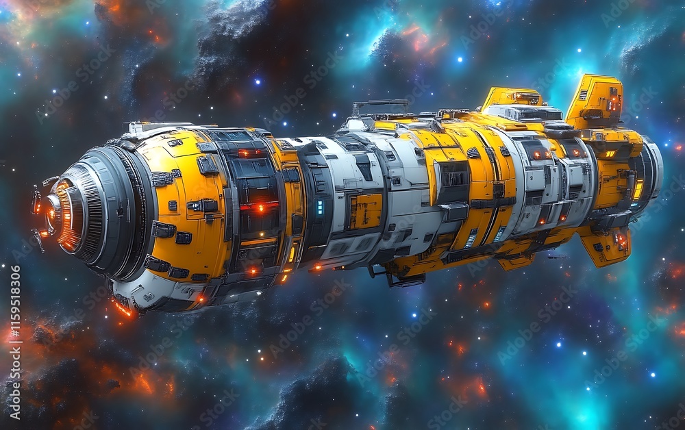 Futuristic spaceship in vibrant nebula. (1) Futuristic spaceship in vibrant nebula. (1)