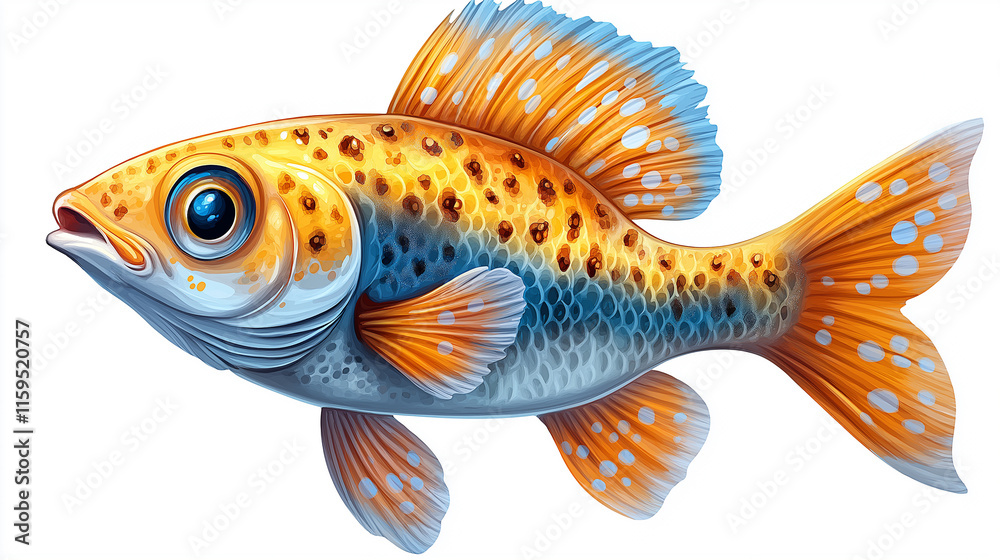 Fototapeta premium cartoon fish on a white background