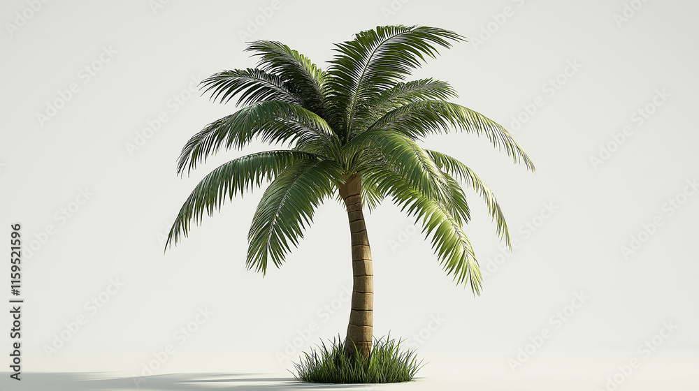 Obraz premium palm tree on a white background in a cartoon background