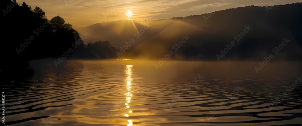 Abstract view of water ripples with reflections of golden sunlight creating mesmerizing patterns