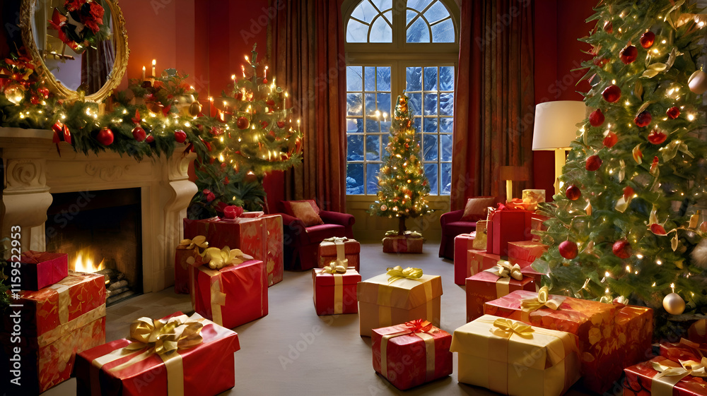 Obraz premium An inviting space filled with Christmas decorations