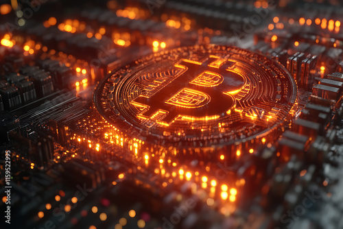 Wallpaper Mural A detailed image of a Bitcoin, showcasing its iconic gold coin design, featuring the Bitcoin symbol Torontodigital.ca