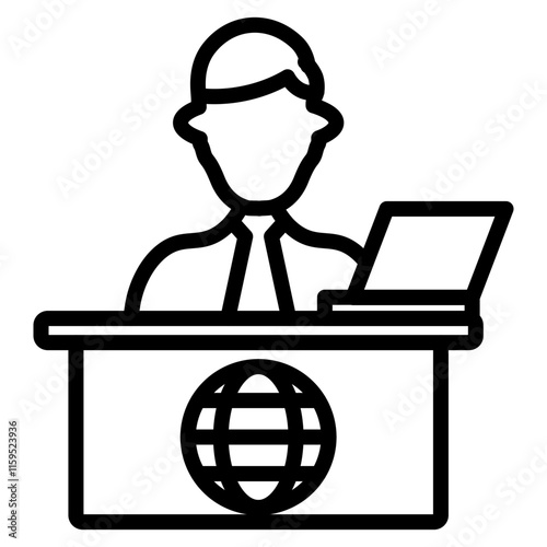 News Anchor Vector Line Icon Design