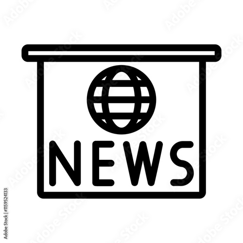 News Desk Vector Line Icon Design
