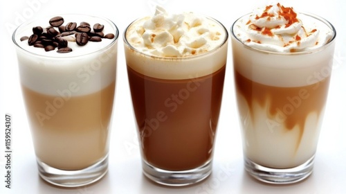 Fresh Coffee Drinks on White Background