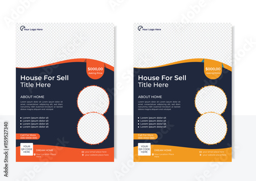 Real state flyer template design a bundle of 2 templates of different colors