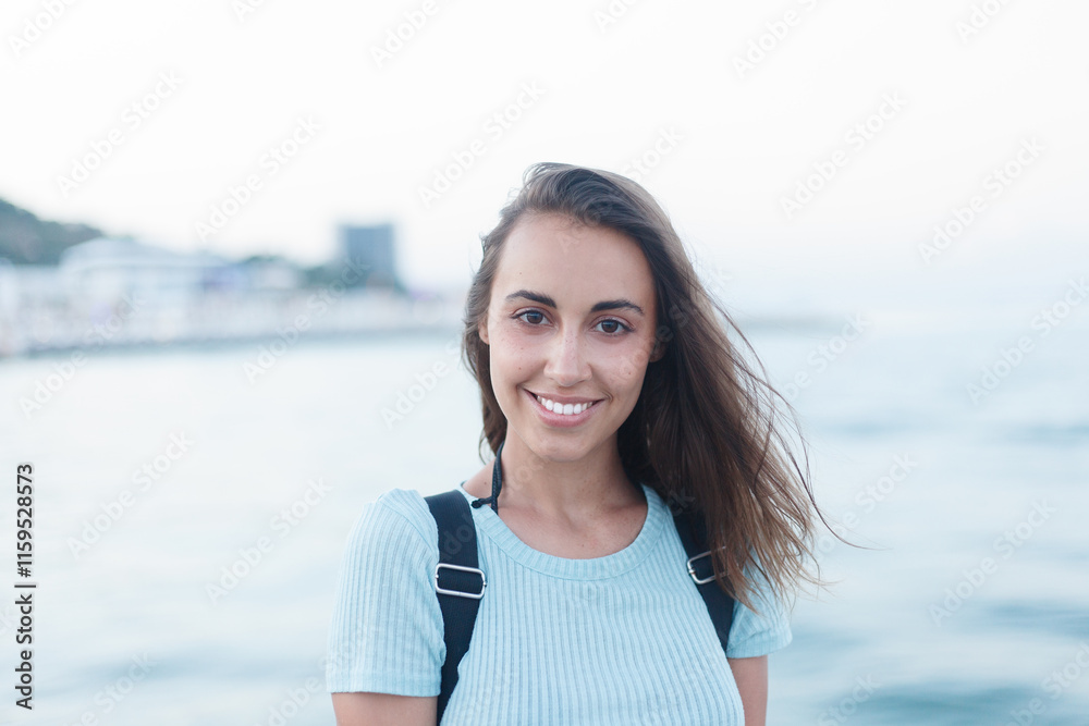 individuality: portrait of a beautiful young woman at the sea individuality: portrait of a beautiful young woman at the sea