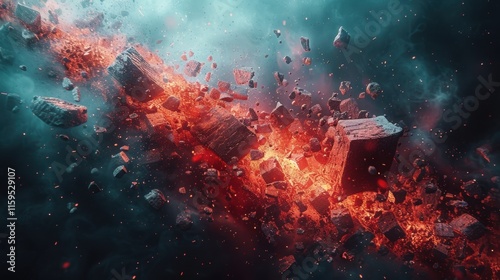 Fiery Cosmic Debris 8K Asteroid Explosion Space Rocks Glowing Fragments