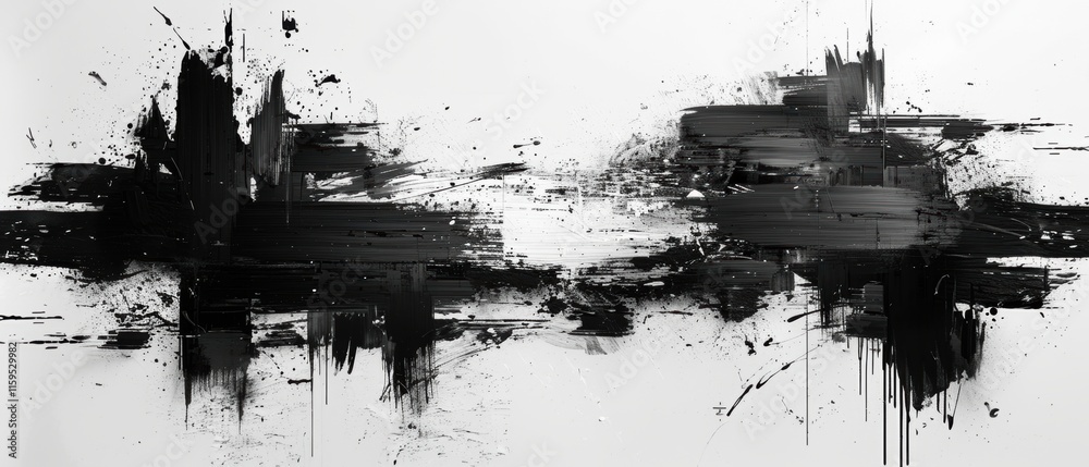 Fototapeta premium Abstract Black Ink Chaos 8K Grunge Texture Background