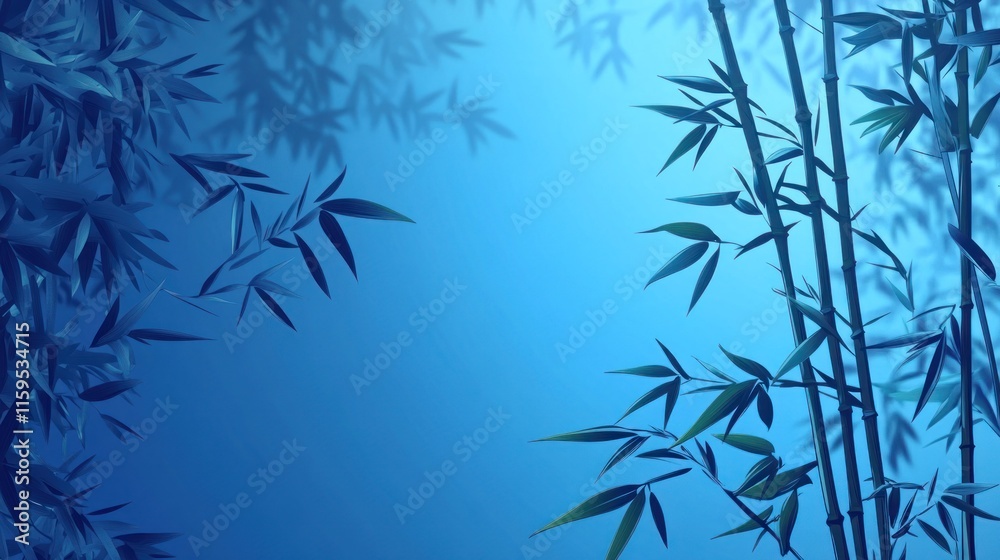Naklejka premium Serene blue bamboo forest background.
