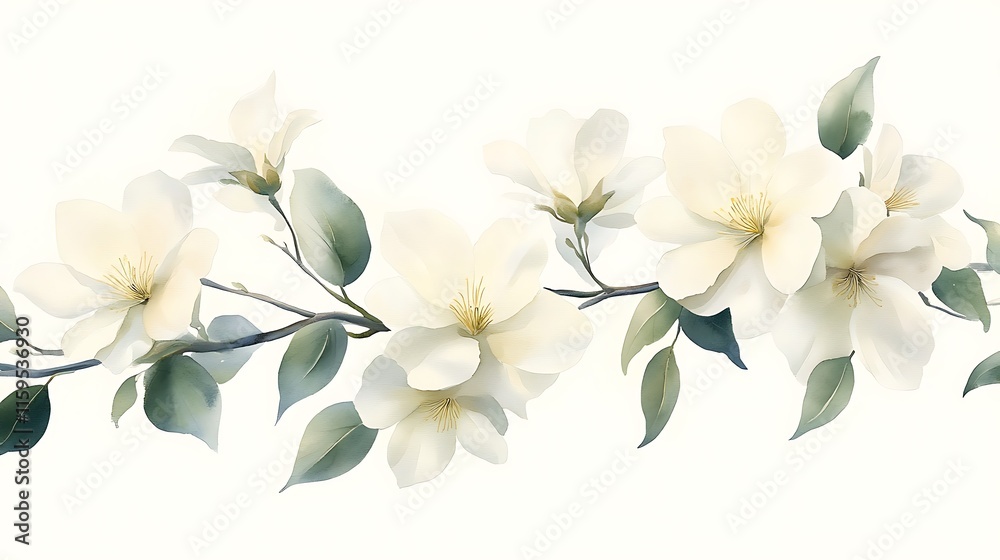 Obraz premium Green Leaf Collection: Artistic Watercolor and Detailed Digital Illustrations Featuring Clovers, Tropical Leaves, Falling Foliage, and Textured Dry Leaves - Perfect for Nature-Themed Designs and Decor