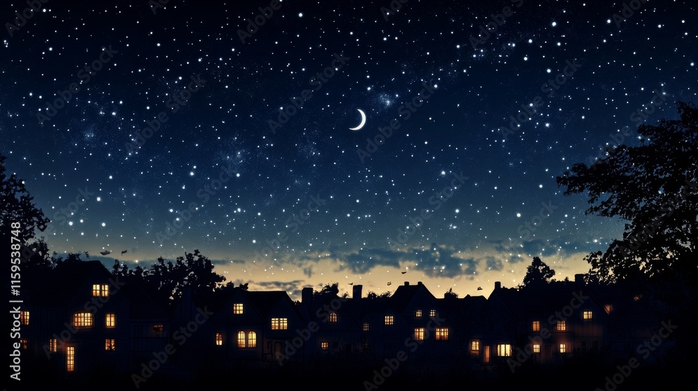 Naklejka premium Night sky nature landscape background