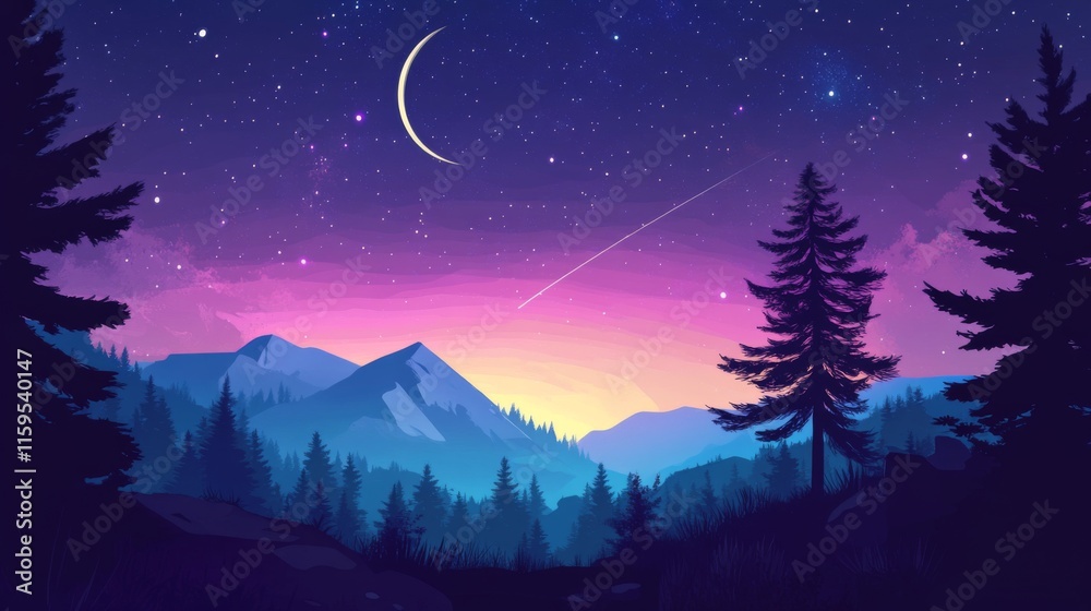 Fototapeta premium Night sky nature landscape background