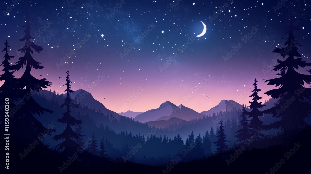 Naklejka premium Night sky nature landscape background