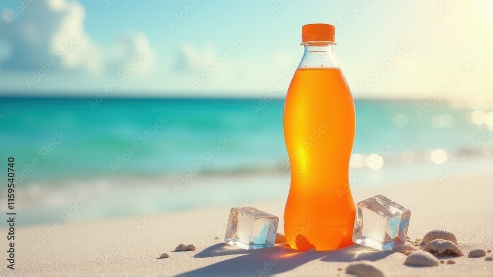 Refreshing Orange Soda on a Tropical Beach Refreshing Orange Soda on a Tropical Beach