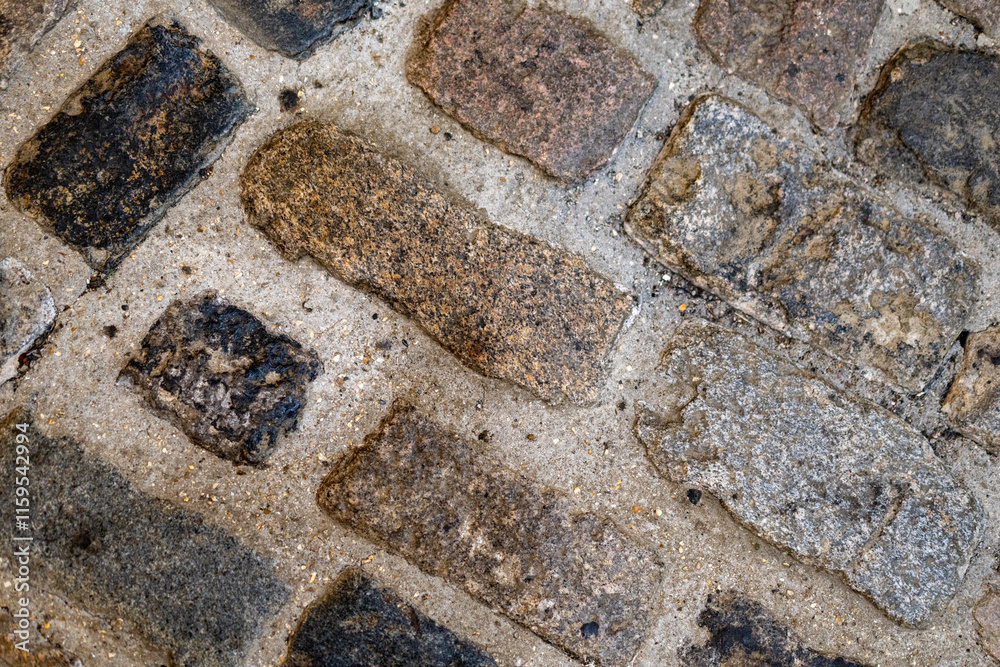 Cobbled Brick Street Top Down Abstract View Cobbled Brick Street Top Down Abstract View