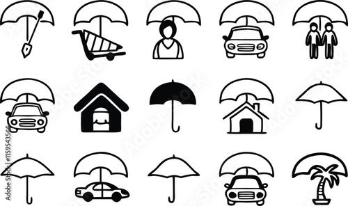 Insurance Line Icons Set, icons set.