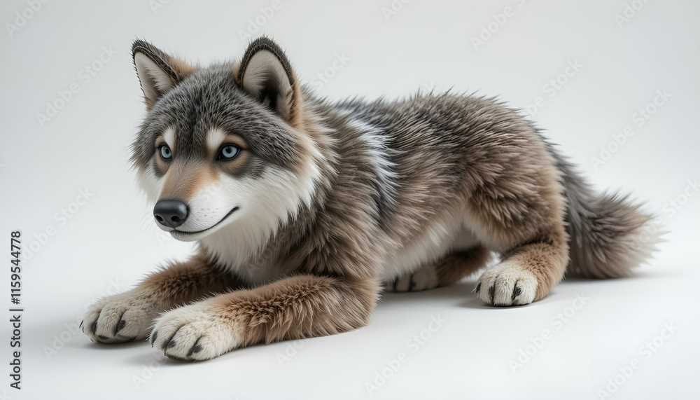 Fototapeta premium a toy wolf on a white background