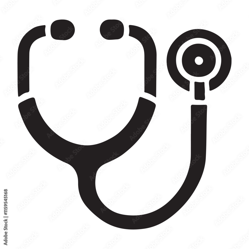 Medical Stethoscope Silhouette Icon for Healthcare Professionals Medical Stethoscope Silhouette Icon for Healthcare Professionals