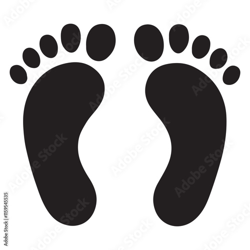 Pair of Barefoot Silhouette Footprints Illustration