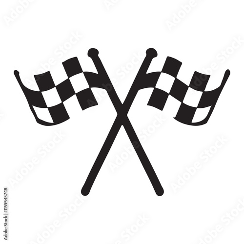 Checkered Finish Flags Silhouette Vector Graphic