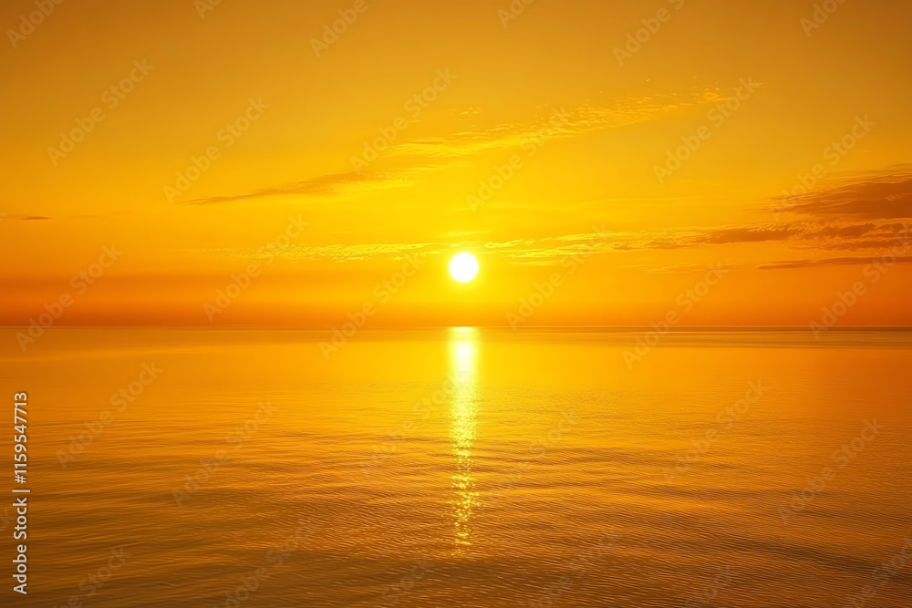 A stunning sunset over a calm ocean, showcasing vibrant orange and yellow hues in the sky, reflecting beautifully on the tranquil water surface. A stunning sunset over a calm ocean, showcasing vibrant orange and yellow hues in the sky, reflecting beautifully on the tranquil water surface.
