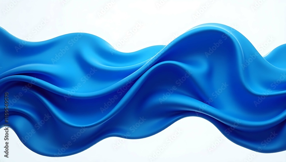 A dramatic, flowing abstract design of a vibrant, deep blue fabric