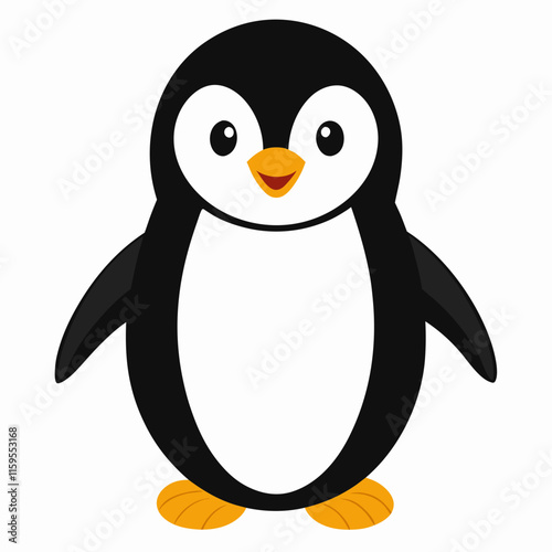 Minimalist Penguin on White