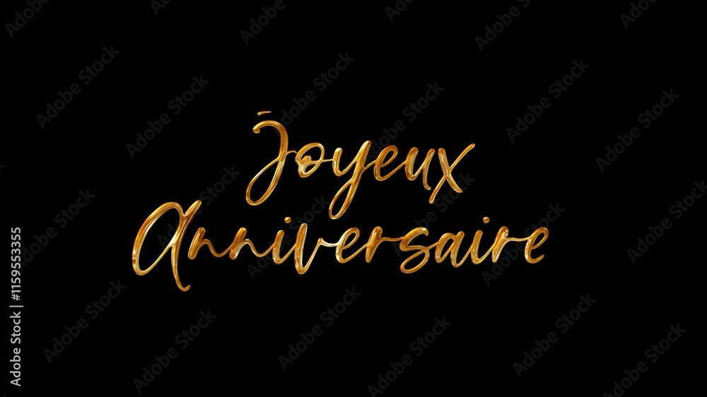 Luxury text Joyeux Anniversarry with gold and white in chroma key. 4k gootage suitable for greeting 