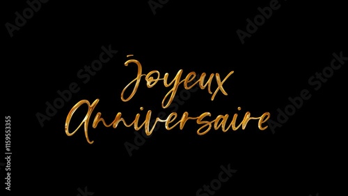 Luxury text Joyeux Anniversarry with gold and white in chroma key. 4k gootage suitable for greeting 