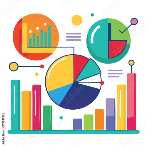Vector set of infographic elements includes chart, icon, business design, graph illustration, and data diagram templates