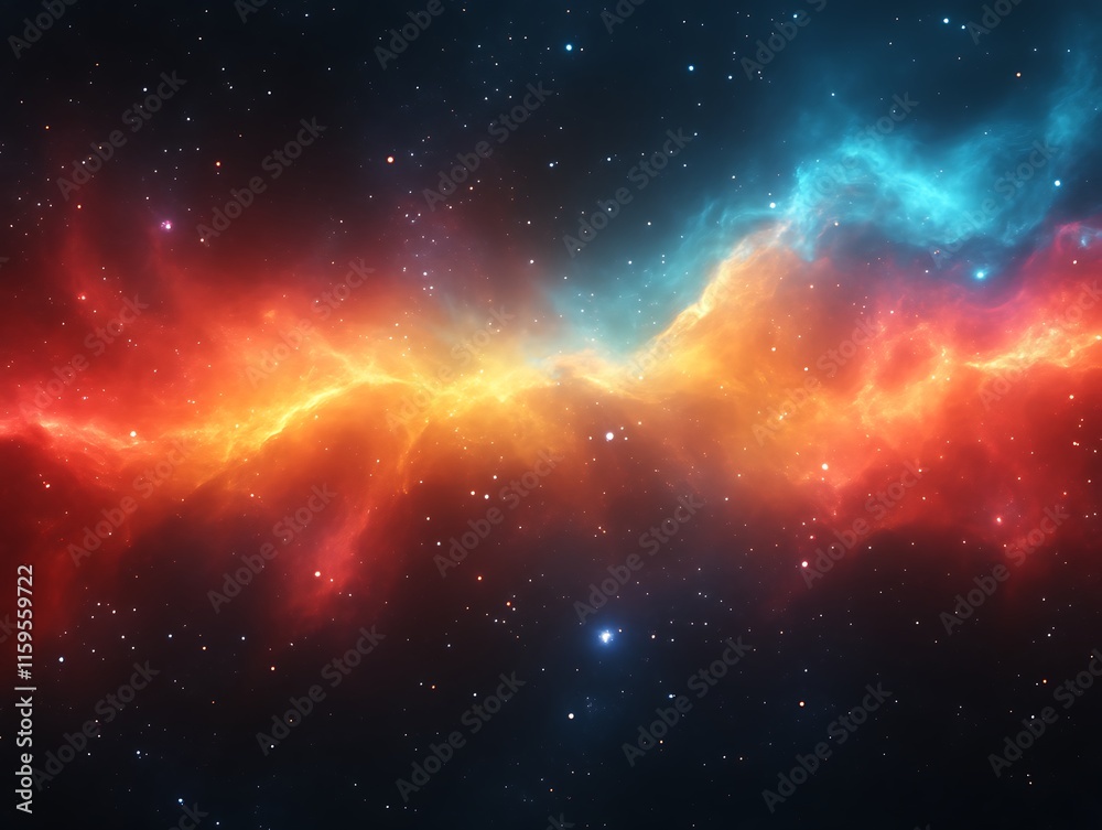 Cosmic Nebula Red And Blue Hues Celestial Glow