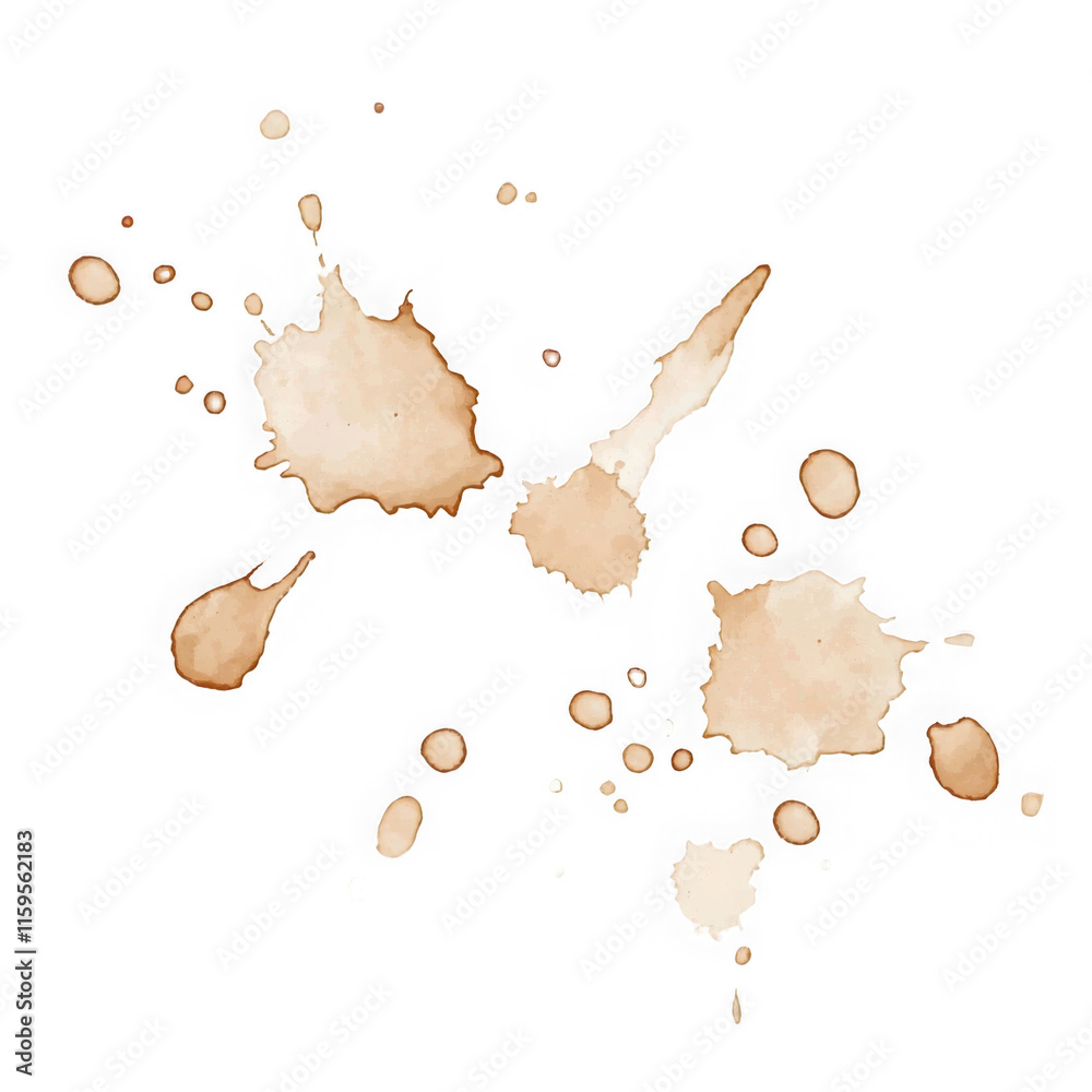 Coffee stains isolated on a transparent background. Royalty high-quality free stock PNG image of Coffee and Tea Stains Left by Cup Bottoms. Round coffee stain isolated, cafe stain fleck drink beverage