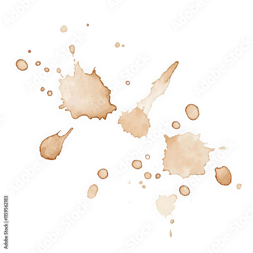 Obraz na płótnie Coffee stains isolated on a transparent background. Royalty high-quality free stock PNG image of Coffee and Tea Stains Left by Cup Bottoms. Round coffee stain isolated, cafe stain fleck drink beverage w salonie