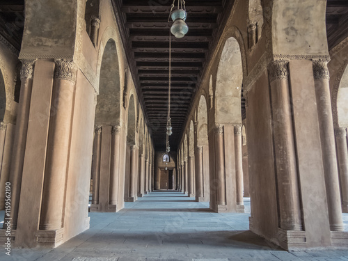 Interior of Ahmad Ibn Tulun Mosque in Cairo, Egypt: A Majestic Islamic Architecture photo