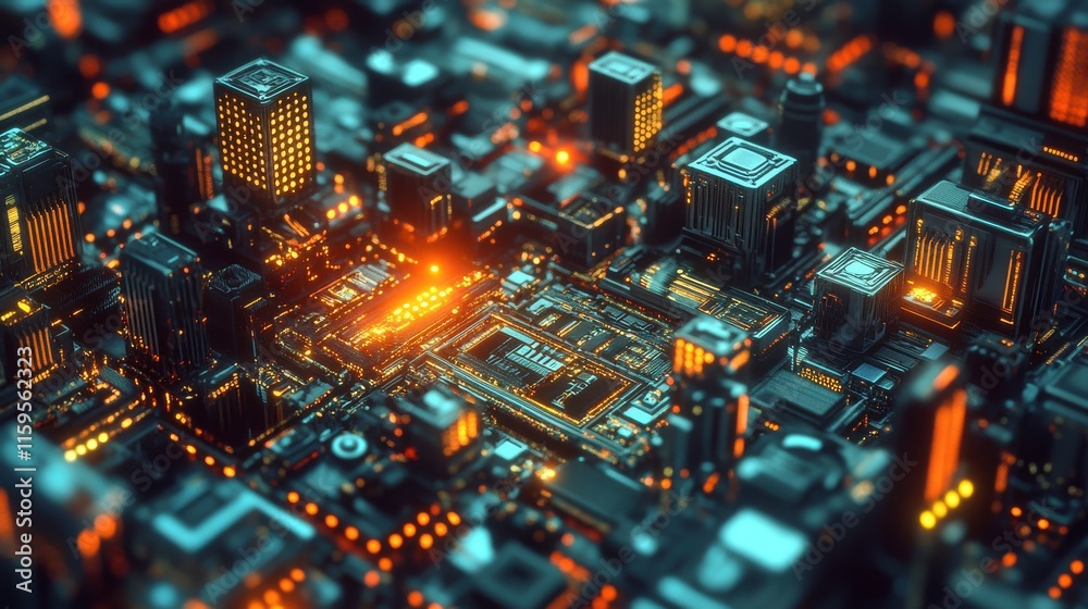 Abstract Vibrant Cityscape with Glowing Lights Abstract Vibrant Cityscape with Glowing Lights