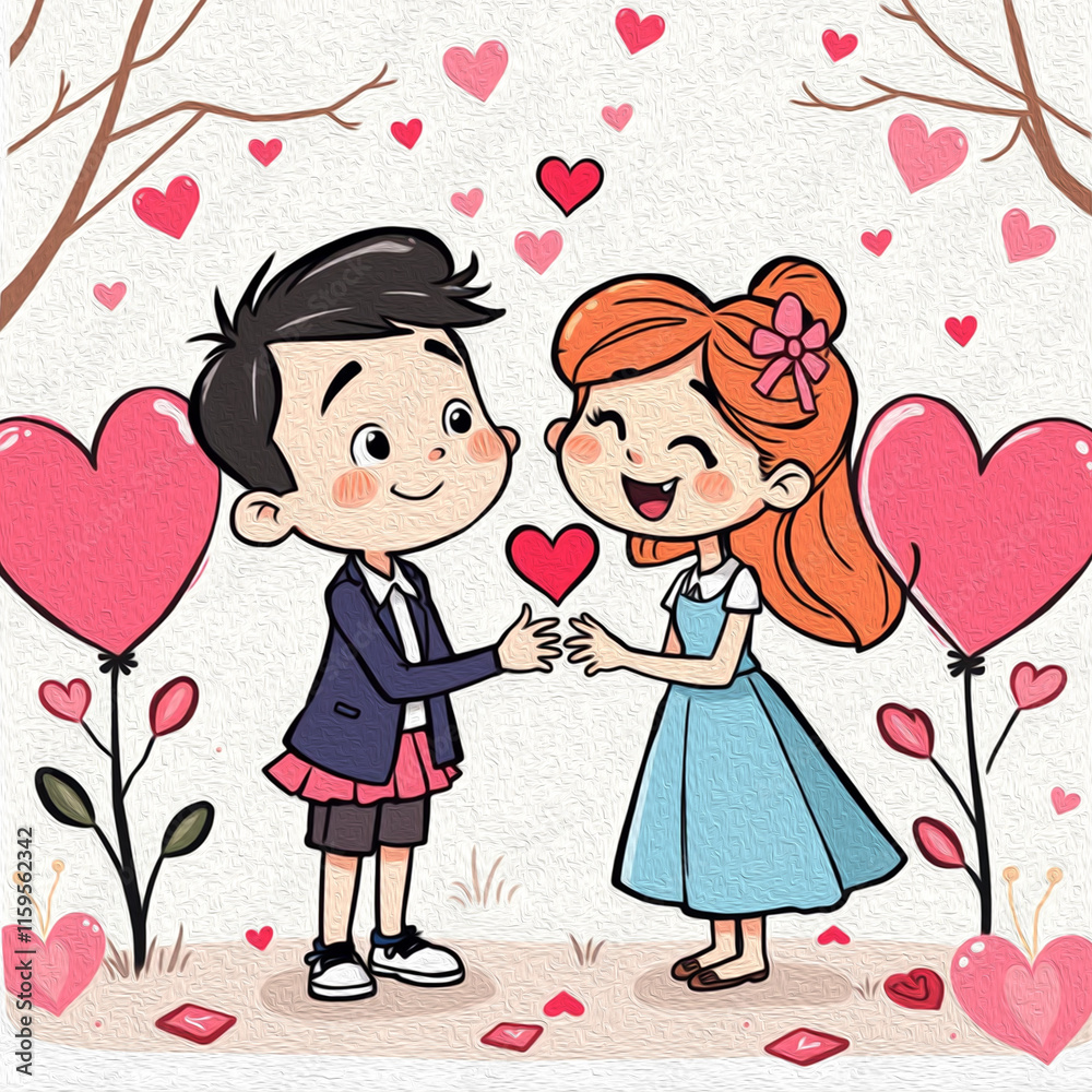 Valentine's Day card design. Illustration with oil paint. Pattern for printing on wall decorations, covers, wallpapers Valentine's Day card design. Illustration with oil paint. Pattern for printing on wall decorations, covers, wallpapers