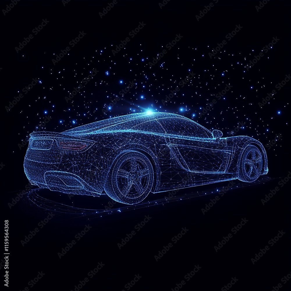 Naklejka premium Abstract sports car emphasizing speed and fluid lines picture
