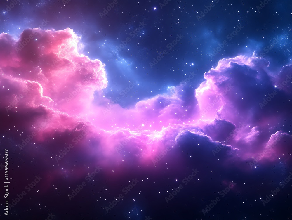 Cosmic Nebula Pink Purple Clouds Starry Night Sky Cosmic Nebula Pink Purple Clouds Starry Night Sky