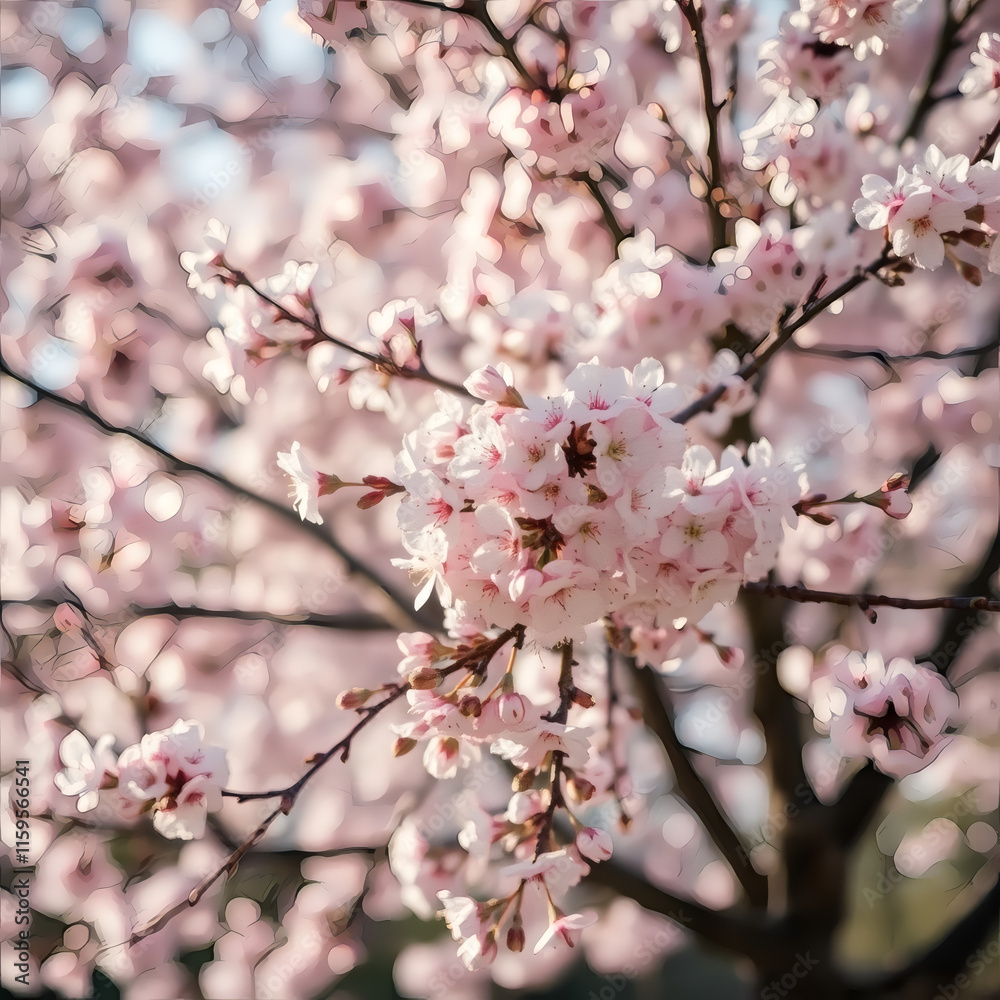 cherry blossom in spring with bokeh background in Japan, pink cherry blossom tree, flower branch, pink flowers | generative AI cherry blossom in spring with bokeh background in Japan, pink cherry blossom tree, flower branch, pink flowers | generative AI