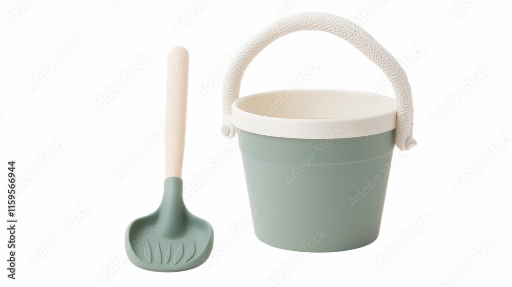 Strandspielzeug mit Schaufel und Eimer für Spaß im Frühling Strandspielzeug mit Schaufel und Eimer für Spaß im Frühling