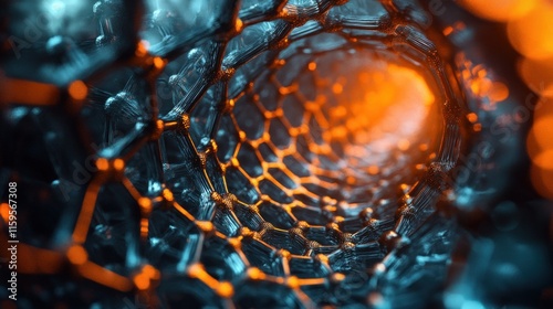 A close-up view reveals the complex arrangement of carbon nanotubes, showcasing their potential in various nanotechnology applications photo