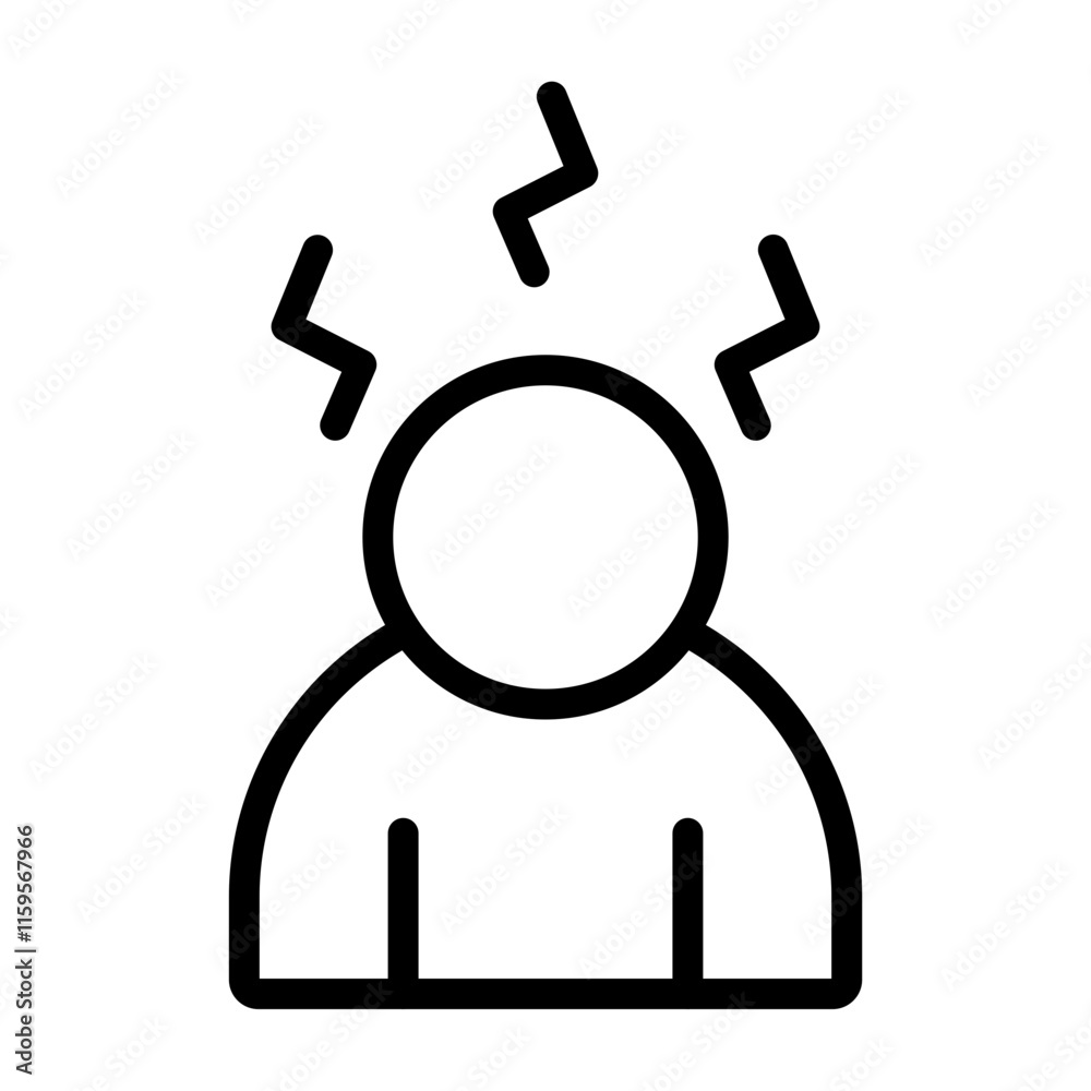 Stress Icon Vector Line Icon Design Stress Icon Vector Line Icon Design
