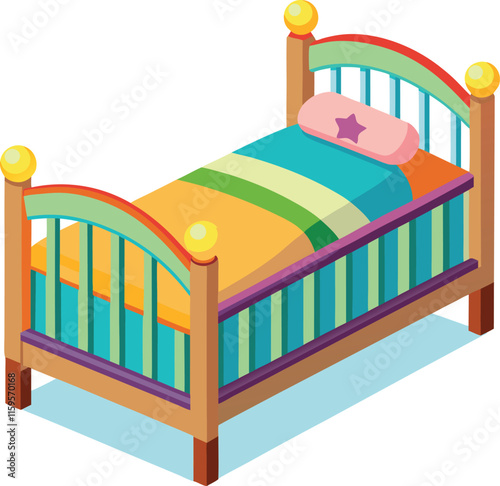 Customizable Toddler Bed Vector Illustration